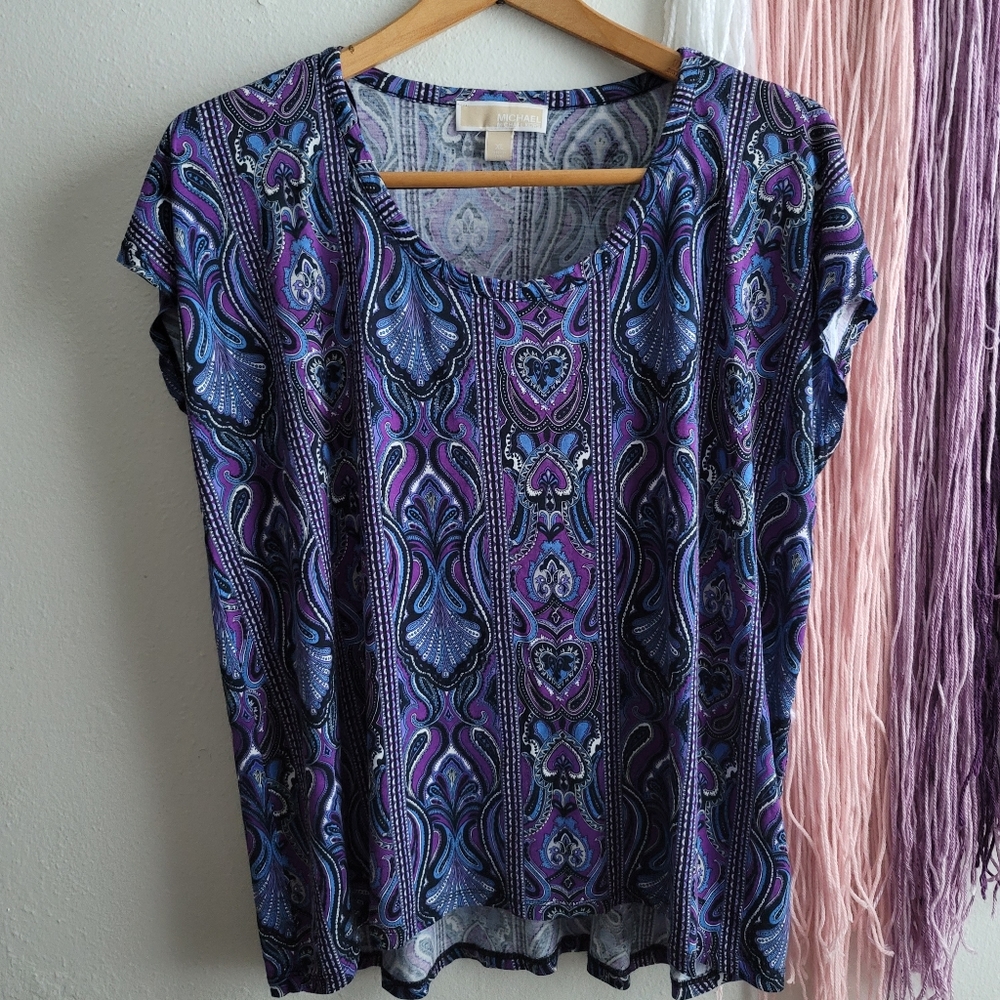 Michael Kors Colorful Damish Print Top